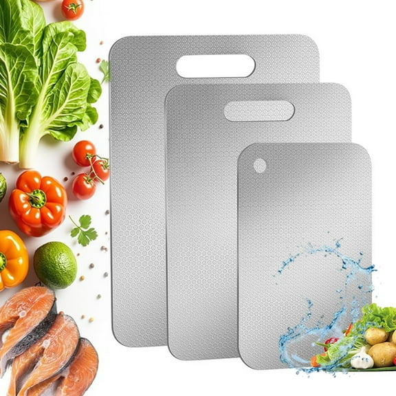 Bxaolu Cutting Board for Kitchen, Stainless Steel Cutting Board Double Sided, Food-Grade Chopping Board for Cutting Meat Vegetable Fruit, 24x15cm