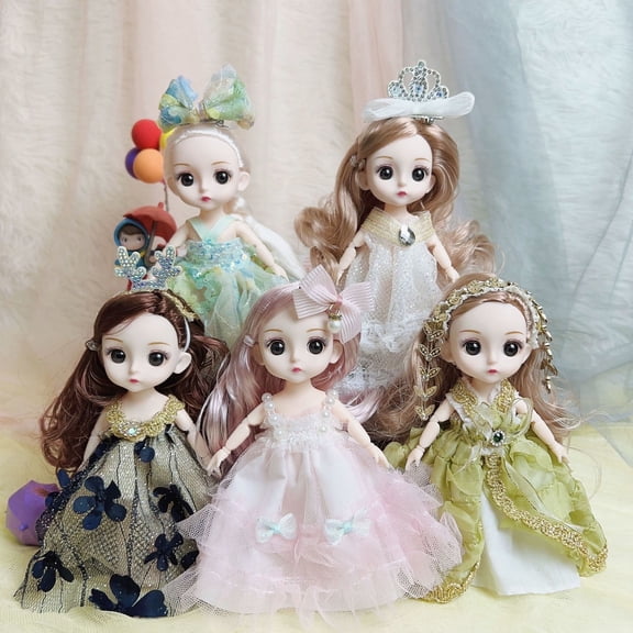 5PCS 6Inch Mini Princess Dolls Small Cute Sister Girl Dolls for Little Girl Gift