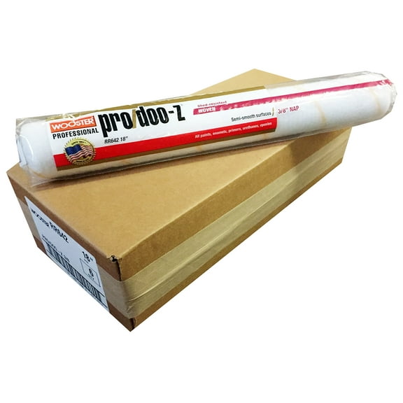 Wooster Brush RR642 18 inch Pro/Doo-Z 3/8 inch Nap Roller Cover - Pack of 6