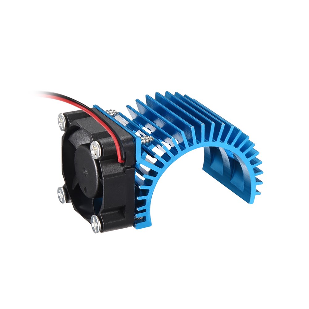 Aluminum Electric Engine Motor Heat Sink with Cooling Fan Blue for RC