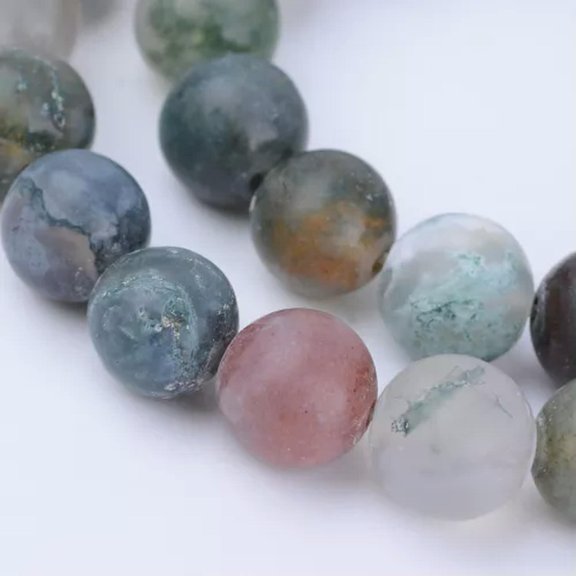 EOEMY 5 Strand Natural Round Gemstone Beads Spacer Loose Stone Beads Frosted 8~8.5mm-Indian Agate Beads