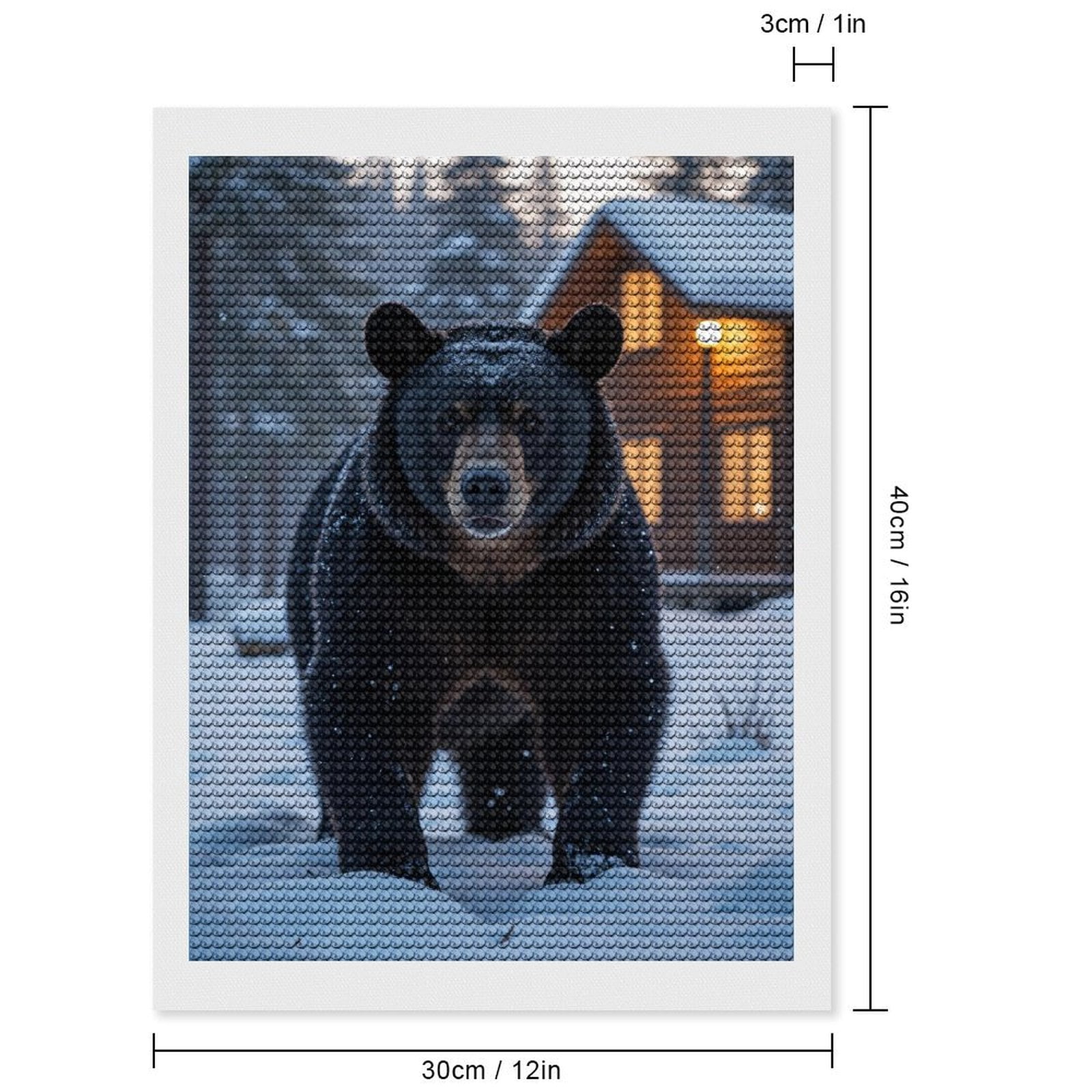 Diamond Art Kits for Adults, Bear Snow Cabin Winter Scene 5D Diamond Painting Kits for Adults Beginners, DIY Full Drill Diamond Painting, Gem Art and Crafts 12x16