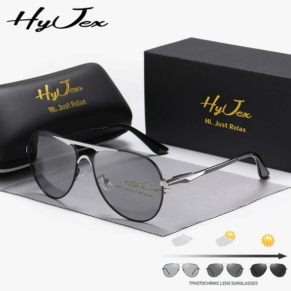 HyJex Unisex Same Retro Polarized Sunglasses Outdoor Travel Casual Color-changing Glasses Sunglasses UV400