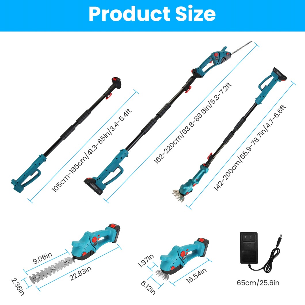 Cordless Grass Shear, 3-in-1 Handheld Hedge Trimmer, 21V Electric Grass Trimmer & Shrubbery Trimmer, Battery Operated Hedge Trimmer for Garden/Lawn with Battery and Charger