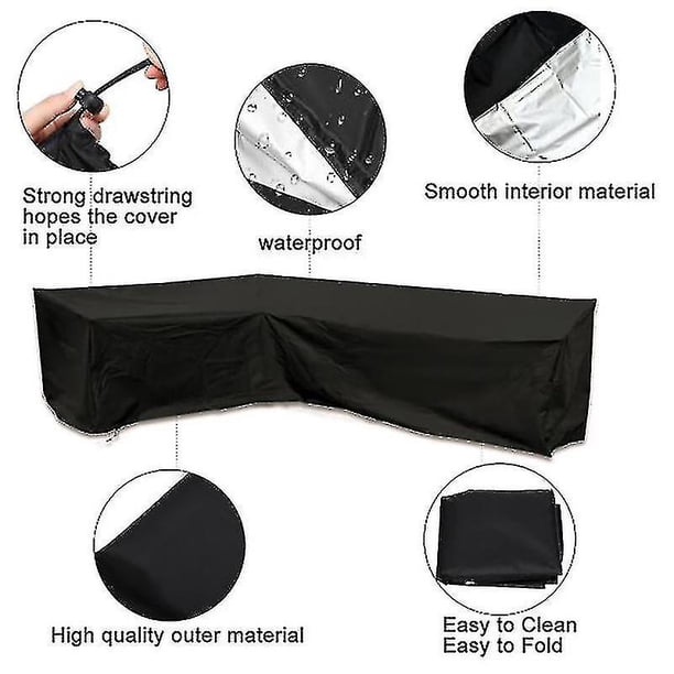 Funda para muebles de patio, cubierta de sofá seccional resistente para exterior, cubierta de sofá con sección de patio 100% impermeable, muebles para patio en forma de V Afortunado Sencillez