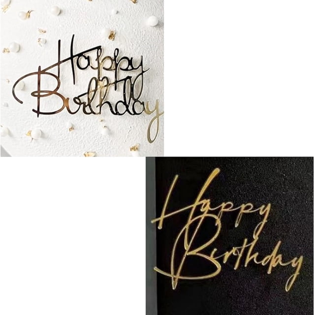 Happy Birthday Cake Topper,Acrylic cake Toppers,Birthday Party Decoration Supplie (Black)