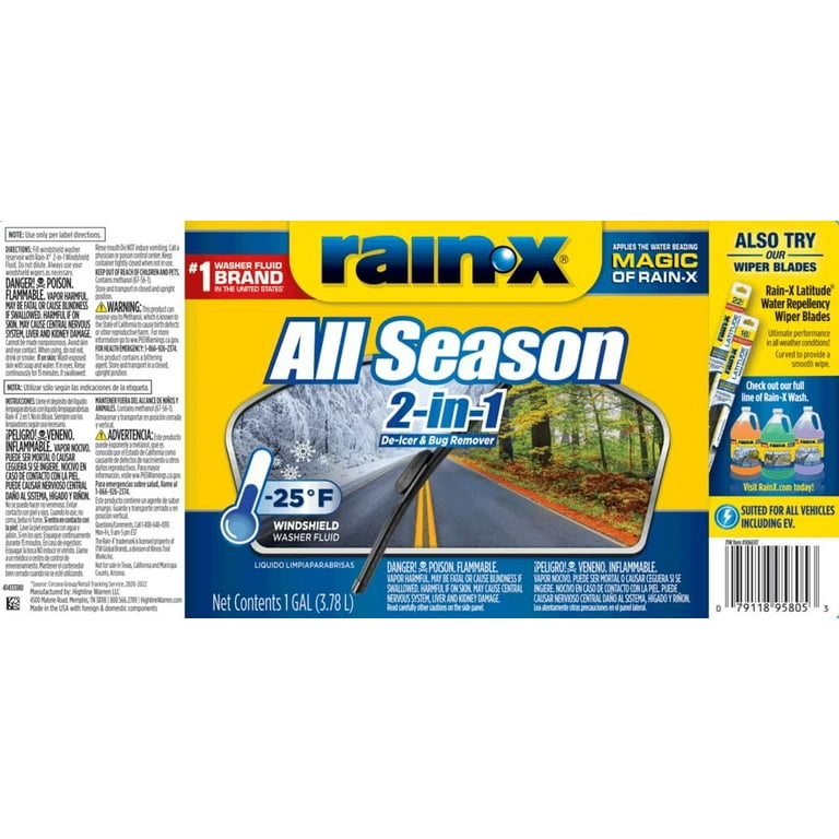Rain-X, Windshield Washer Fluid, 2-In-1 All Season -25F, 6 Pack