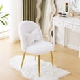 thumbnail image 4 of PurelyGoods Girls Vanity Chair with Back,Cute Small Desk Chair No Wheels,Fluffy Chair with Pillow,Cozy Makeup Chair with Ajustable Gold Legs,Comfy Chair for Bedroom,Living Room,Small Space,White, 4 of 18