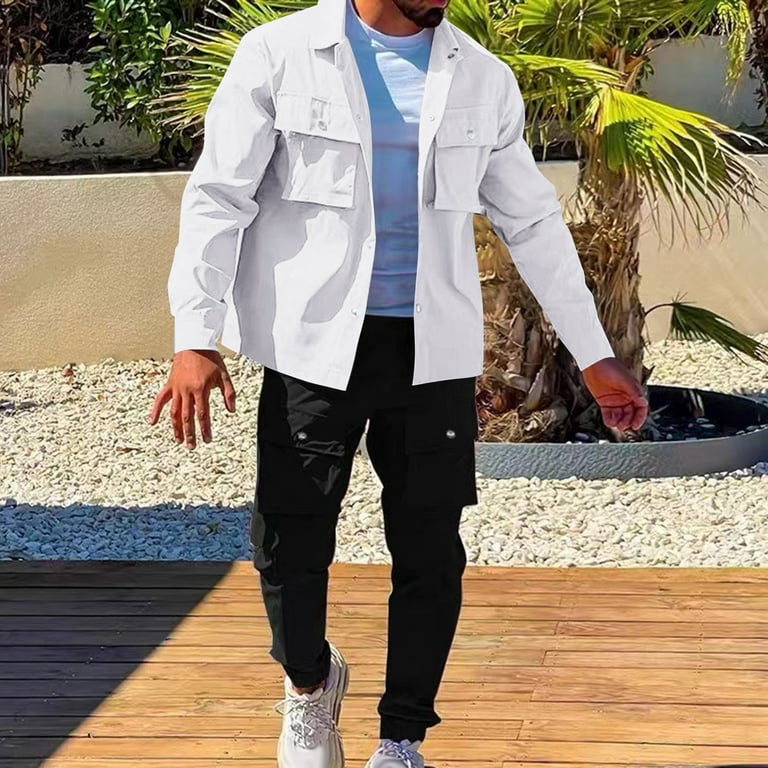 Men's 2 Piece Outfit Sets Casual Long Sleeve Button Down