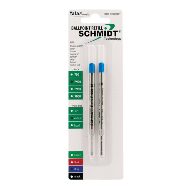 Recambio de bolígrafo SCHMIDT P900 punta media azul, 2 unidades