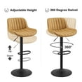 thumbnail image 3 of Art Leon Rustic Bar Stools Set of 2, Faux Leather with Backrest Chrome Legs, Upholstered Swivel Kitchen Stools, Yellow, 3 of 7