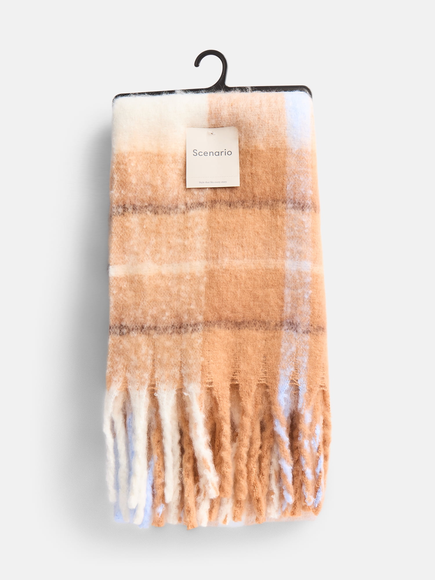 Scenario Women's Heritage Plaid Scarf with Fringe Trim
