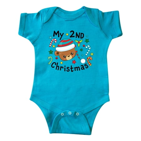 

Inktastic My 2nd Christmas Cute Bear with Candy Canes Gift Baby Boy or Baby Girl Bodysuit