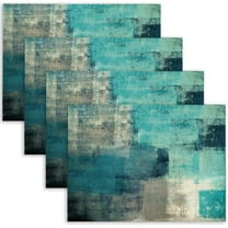 Turquoise and Grey Modern Art Placemats Set of 4 Teal Placemats Heat Resistant Non-Slip Dining Placemats Washable Table Mats for Home Kitchen Décor