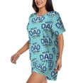 thumbnail image 2 of Daiia Best Dad Ever Pattern Womens Pajama Sets Short Sleeve Pajamas for Women Sets Soft Lounge Sets Casual Round Neck Sleepwear PJS-Large, 2 of 7
