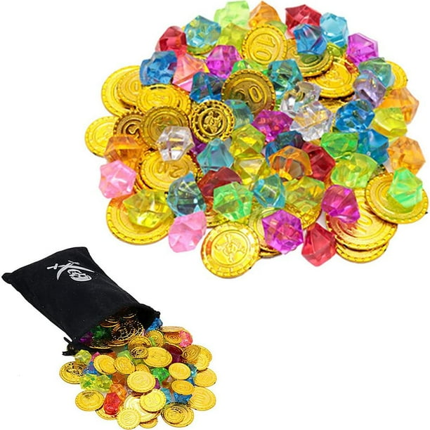 De Accesorios De Tesoro Pirata, Piedras, Moneda De Oro, Joyería, Accesorio De Disfraz, Decoraciones Creativas De Piratas, Modelo De Juego Para Fiestas 1 Juego Speravity HA037787-00