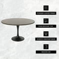 thumbnail image 4 of LeisureMod Verve Mid-Century Modern Dining Table with a 48" Round MDF Tabletop and Black Steel Pedestal Base for Kitchen and Dining Room, Dark Maple, 4 of 11