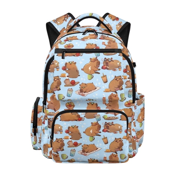 Psesaysky Capybara Backpack for Girls 6-8 Cute Bookbag Elementary School Bag with Front Pocket Kids School Back Pack for Kindergarten