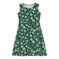 thumbnail image 3 of Spazoro Little & Big Girls A-Line Dress, Sleeveless Floral Print Crew Neck 2025 New Style Summer Dresses for Child Girls Green Size 5 T, 3 of 7