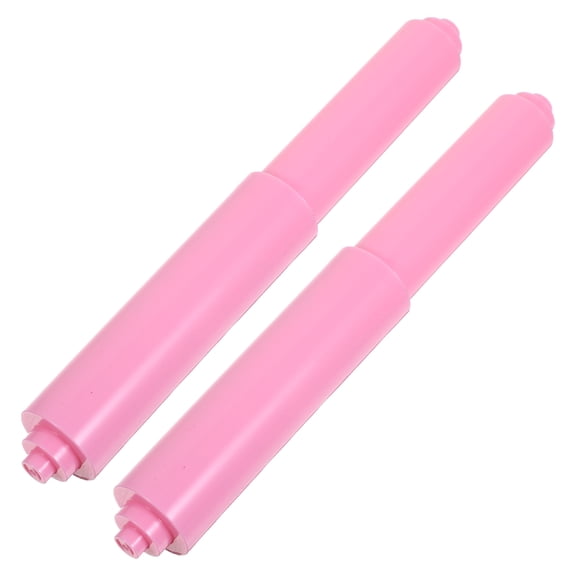 LOLIPPYY 2Pcs Plastic Spring Loaded Toilet Paper Roll Holder Rod Replacement Pink for Bathroom
