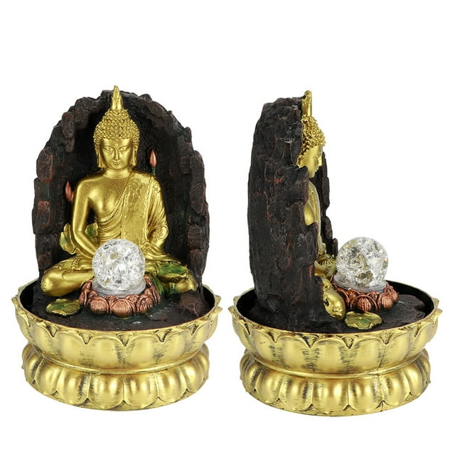 Fuente de Buda, adornos de fuente de agua de resina, decoración de Buda, adorno para el hogar elaborado por expertos