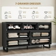 thumbnail image 6 of 7 Dresser for Bedroom, 55" Wide Dresser, Freestanding Horizontal Drawer with Storage, Wooden Closet Chest Storage for Living Room, Hallway, Entryway, Black, 6 of 7