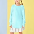 thumbnail image 3 of Little Kid Children Kids Girls Long Sleeve Crew Neck T Shirt Top Casual Loose Solid Color Shirt Blouse Cute off The Shoulder Tops for Teen Girls Tops for Women Long Sleeve Dance 7-8 Years Blue, 3 of 8