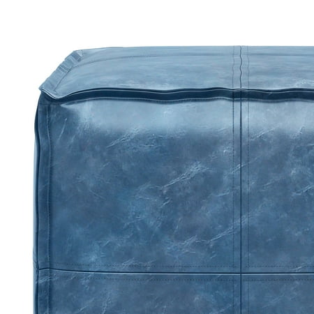 Simpli Home - Brody Square Pouf - Distressed Blue