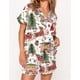 thumbnail image 3 of Conjunto de pijama navideño para mujer 2024, camisa de manga corta con botones y pantalones cortos con estampado de cascanueces, ropa de dormir de 2 piezas para estar en casa, 3 of 4