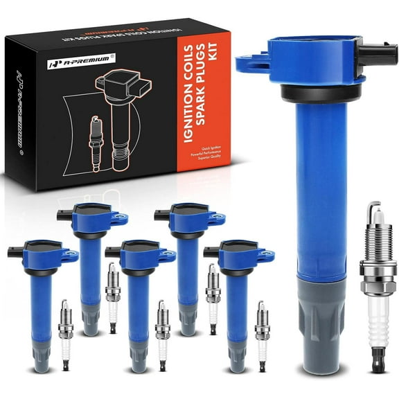 A-Premium Set of 6 (Blue) Ignition Coil Pack Iridium Spark Plug Compatible with Chrysler 300 2006-2010, Sebring 2006-2010, Town & Country 2008-2010 & Dodge Avenger 2008-2010