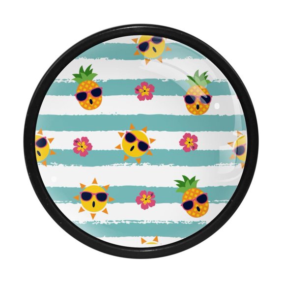 4 Pcs Pineapple Knobs for Kitchen Cabinet Cupboard Dresser Bookcase Drawer Pulls Handles Round Home Decor