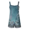 thumbnail image 6 of JULMCOMO Floral Print Rompers for Women Adjustable Straps Casual Overall Shorts Sleeveless Scoop Neck Trendy Summer Overalls with Pockets Blue S, 6 of 6