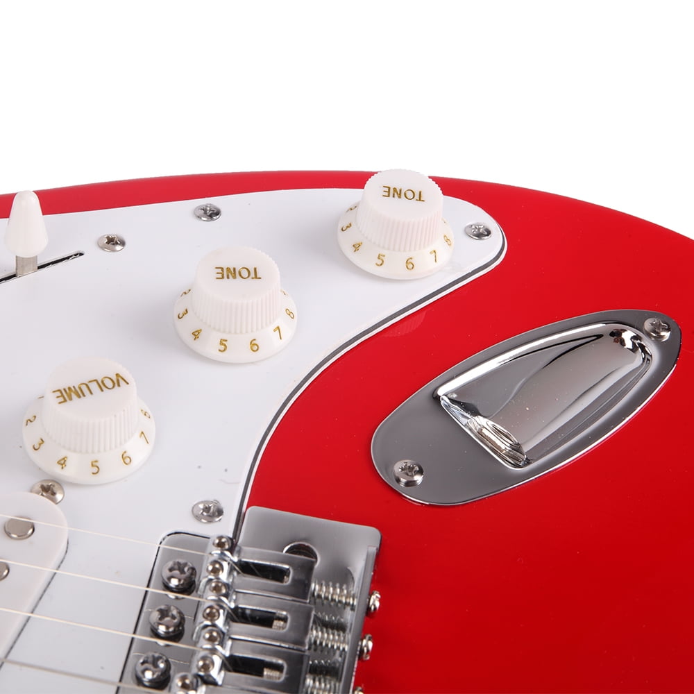 GST Rosewood Fingerboard Electric Guitar Bag Shoulder Strap Pick Whammy Bar Cord Wrench Tool Red