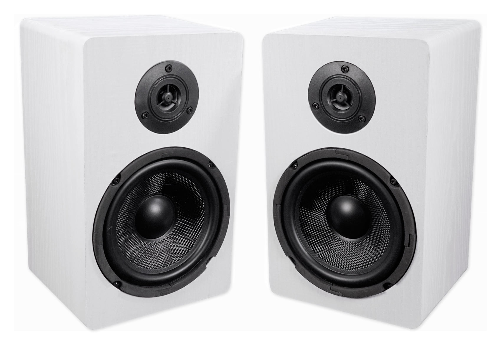 Pair Rockville RockShelf 64W White 6.5" Home Bookshelf Speakers w/21" Stands