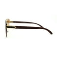 thumbnail image 4 of Mens Rectangle Double Bridge Half Rim Wood Grain Arm Mob Sunglasses Gold Brown, 4 of 4