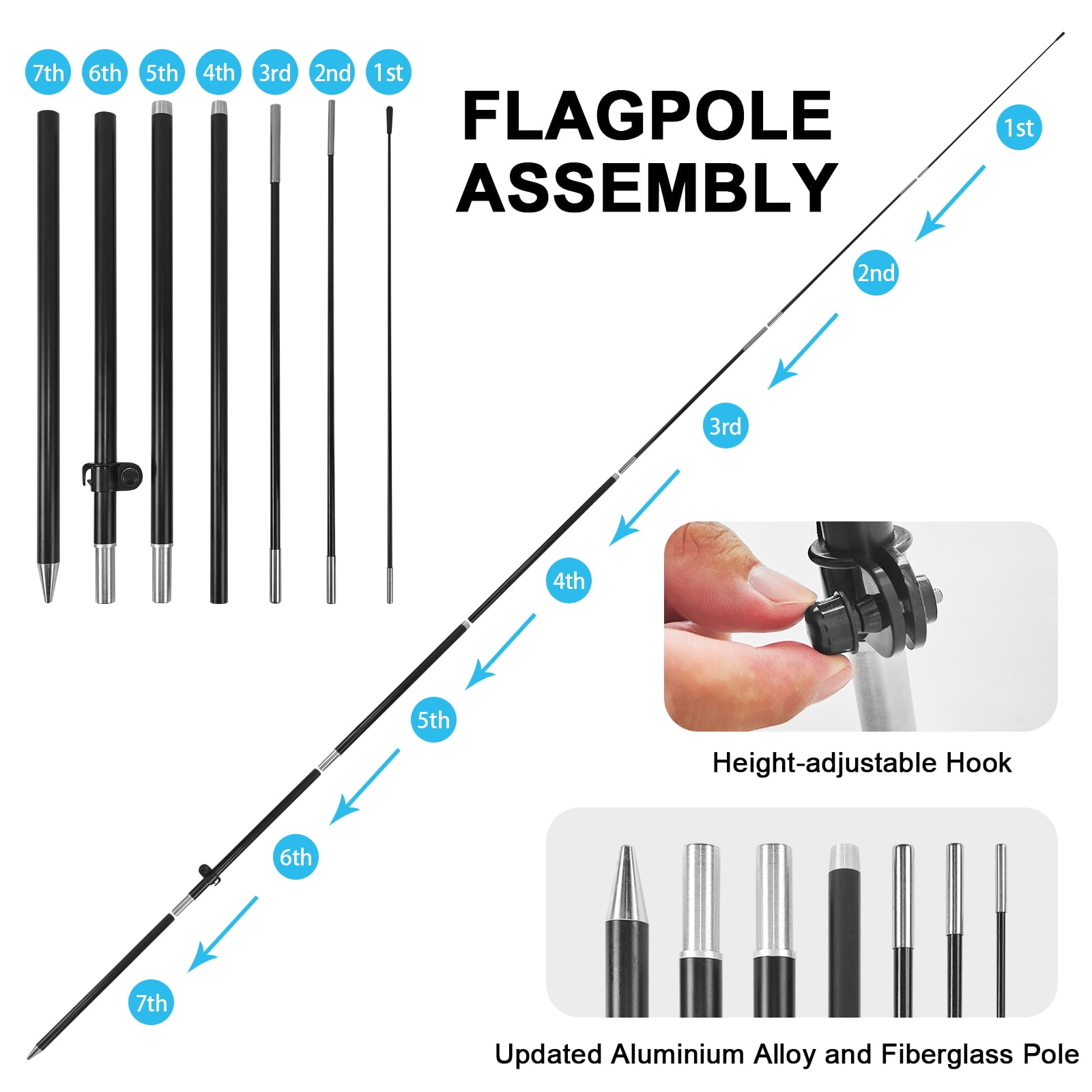QSUM Daycare Themed Swooper Flag, 8.2FT Daycare Banner Feather Flag with Carbon Fiber Pole Kit Ground Stake, Daycare Signs for Business Advertising