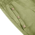 thumbnail image 7 of gbyLJF Women's Linen Palazzo Pants Fall Flowy Wide Leg Beach Pants with Pockets Elastic Waist Yoga Pants for Women Green L, 7 of 7