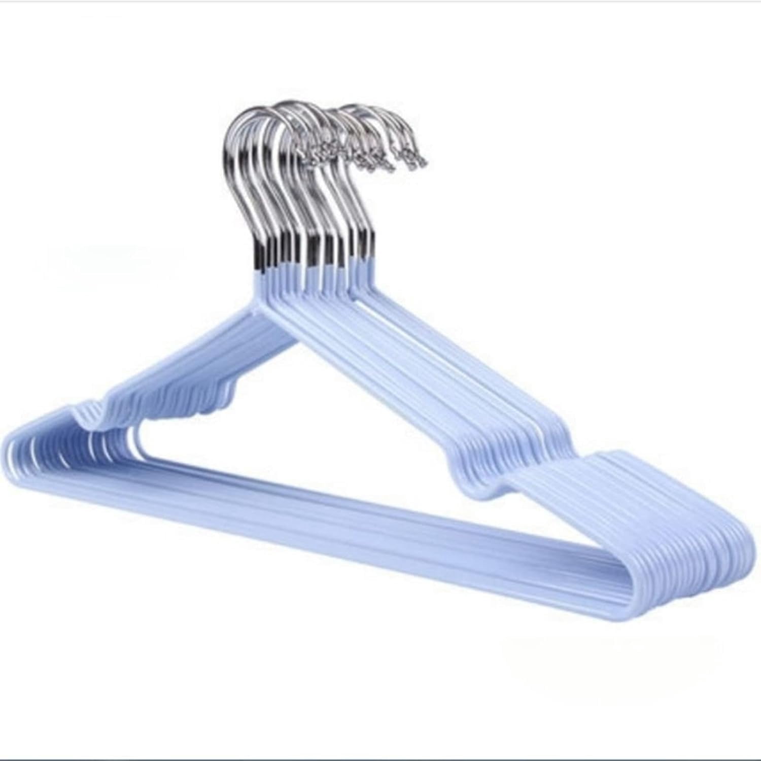 10 Pack Slim Non-Slip Heavy Duty Rubber Coated Plastic Hangers, Ultra Slim Lightweight Design, Heavy-Duty, Won’t Stain Fabric for Coat Shirt Dress (Blue)
