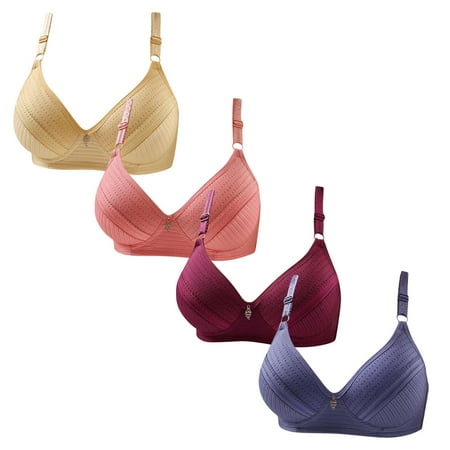 Gnurob Lace Bras for Womens Push Up Wireless Bralettes Breathable Brassiere 3 Pack Plus Size Bralette Comfort Adjustable Straps Bra Sports Wear Clearance Saving A03-Khaki X-Large