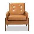 thumbnail image 2 of Perris Mid-Century Modern Tan Faux Leather Upholstered and Walnut Brown Finished Wood Lounge Chair, 2 of 5
