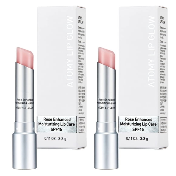 Atomy Lip Glow 3,3 g x 2 EA - Bálsamo hidratante para el cuidado de los labios con color rosa natural