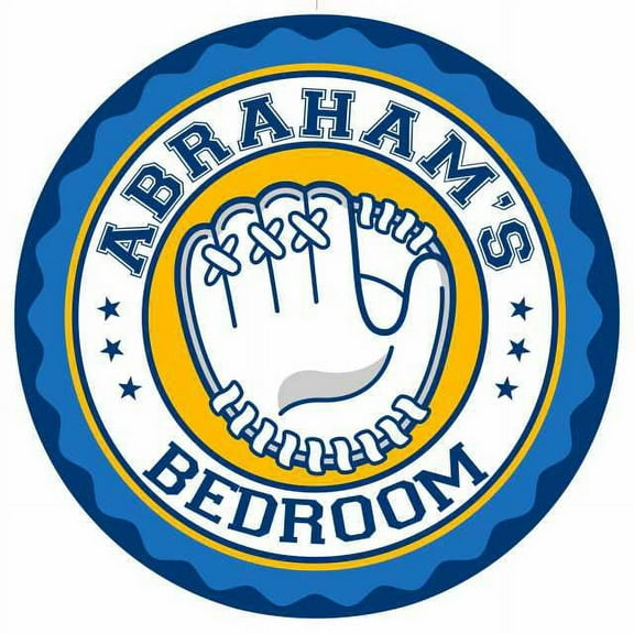 ABRAHAM'S Baseball Glove Bedroom 14" Round Metal Sign Boys Room 100140029184