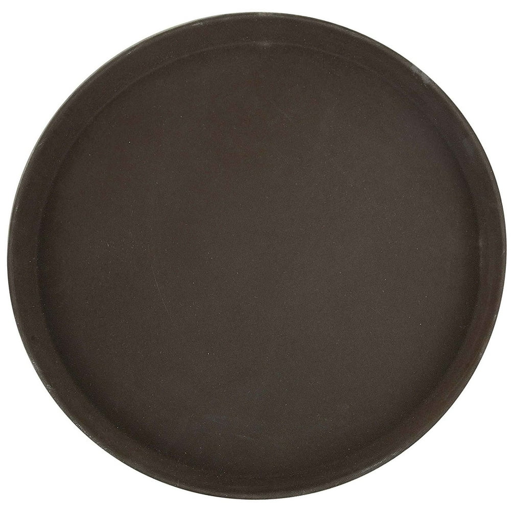 Winco Round Fiberglass Tray with NonSlip Surface, 14Inch, Black