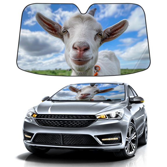 Car Windshield Sun Shade For Front Window Goat_ (2) Foldable Vehicle Windshield Car Sun Visor Covers Automotive Window Protector Car Camping Privacy Sun Blocker