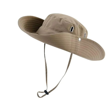Khaki Fisherman Hat Men Women Drying Outdoor Big Sun Protection For Summer Hiking Fishing Vacation Uv Protection Head Circumference 22.1-24.4 Inches Polyester In Khaki