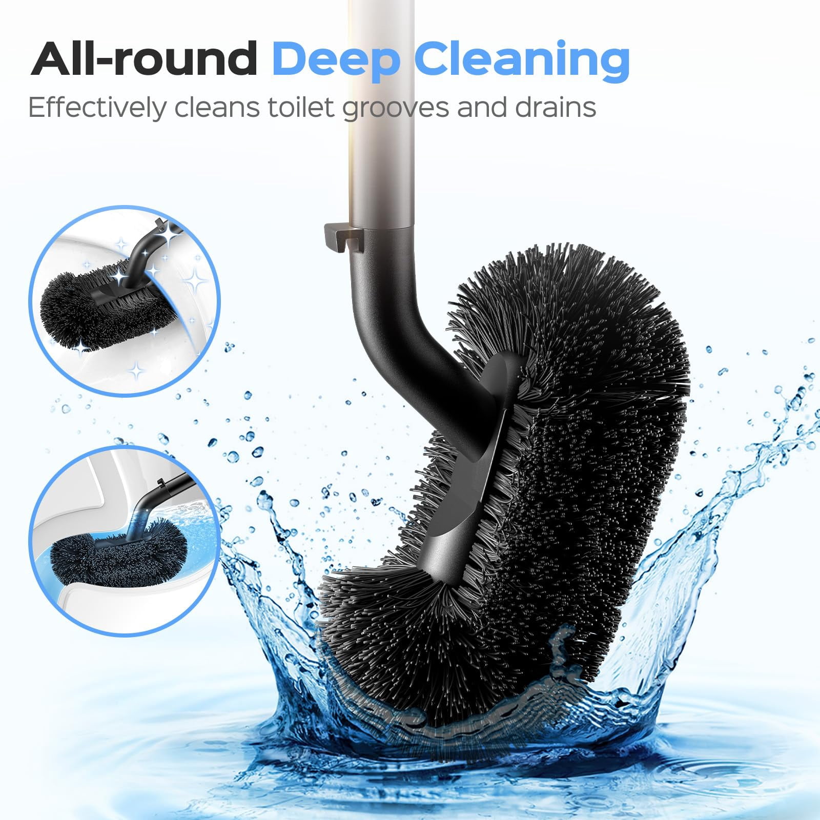 Toilet Plunger and Brush Set 2-in-1 Stainless Steel Black-1 for Bathroom Cleaning