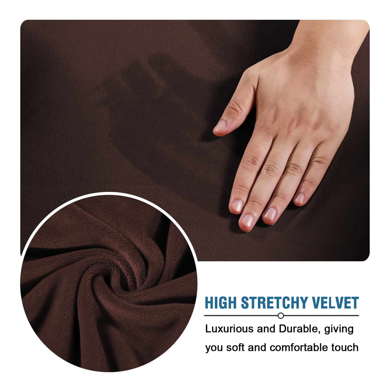 CJC 2-Piece Sofa Couch Covers, Velvet Armchair Slipcover for Separate Cushion Couch, Stretch Furniture Protector for Pets Kids, 9 Colors