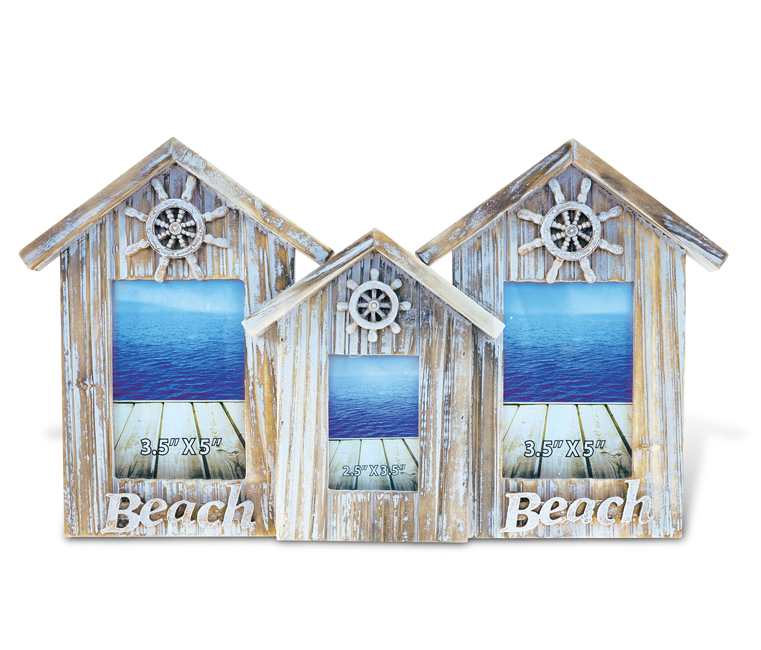 Puzzled Wooden Baja Beach House 3 Picture Frames