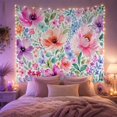 thumbnail image 2 of Peonies and Anemones Among Blue Filler Flowers, Playful Watercolor for Flower Lovers, Botanical Wall Art, Housewarming Gift, Tapestry Wall Hanging for Bedroom and Living Room, 2 of 7