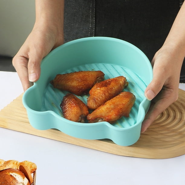 Bandeja de Silicona para Hornear | Bandeja de Silicona Antiadherente Resistente a Altas Temperaturas para Horno, Microondas y Freidora de Aire | 18,5 X 17,5 X 4,6 Cm, Resistente Al Calor, con Asas, p